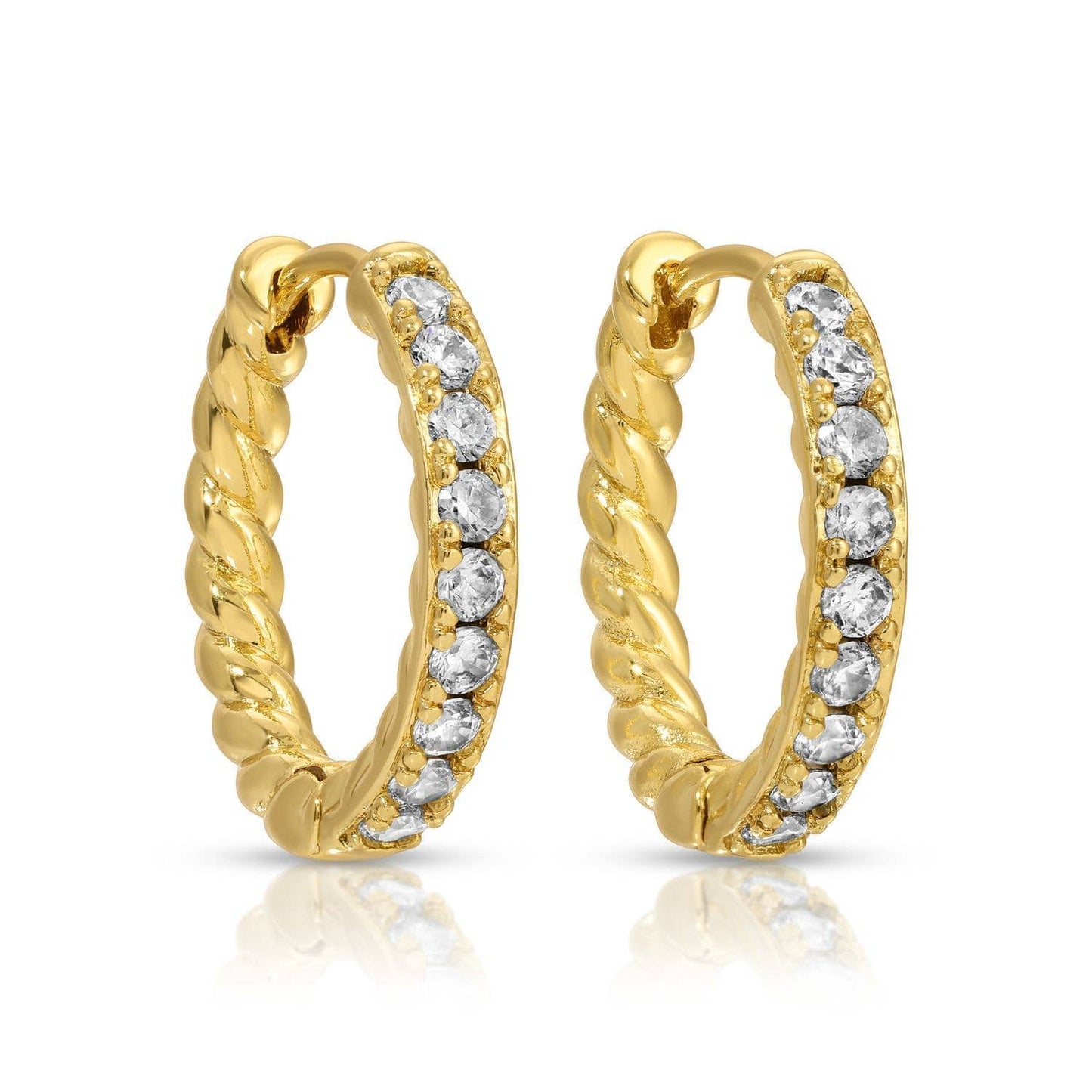 Large Cz Twist Huggie Earrings