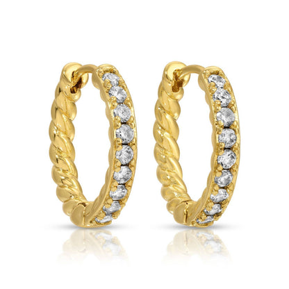Large Cz Twist Huggie Earrings