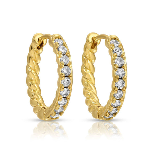 Large Cz Twist Huggie Earrings