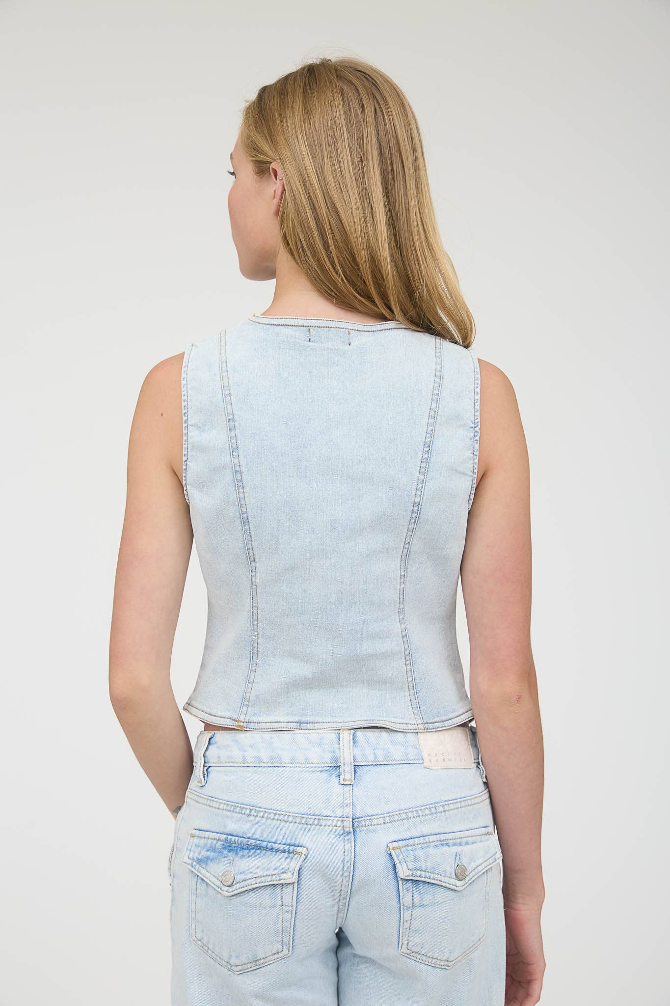 Sleeveless Button Down Denim Vest