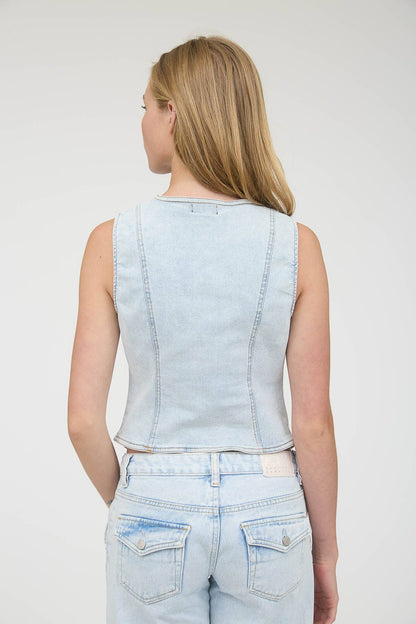 Sleeveless Button Down Denim Vest