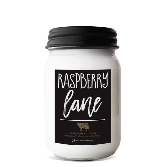 13 oz Mason Jar Candle: Raspberry Lane - Milkhouse Candle