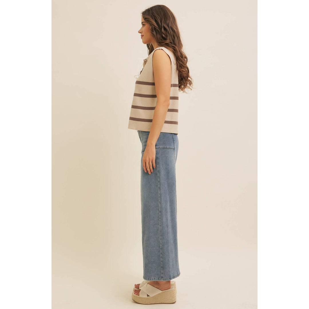 Soft Viscose Rib  Button-Down Sweater Vest