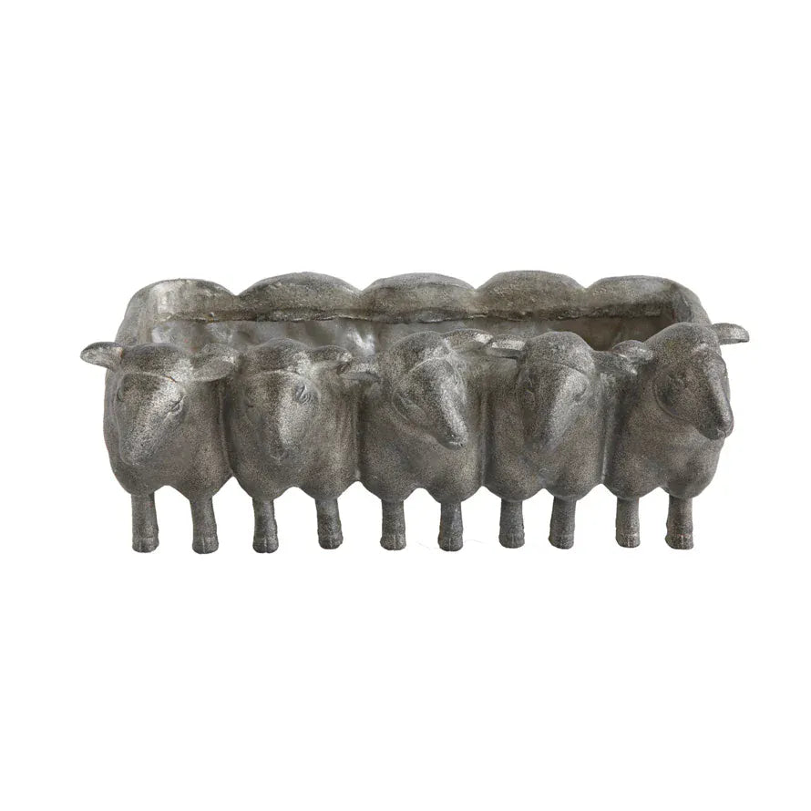 Silver Distressed Sheep Planter