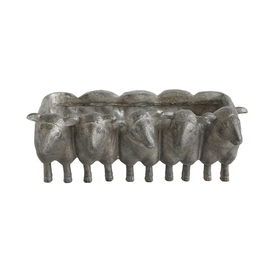 Silver Distressed Sheep Planter
