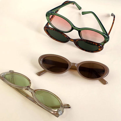 RETRO SMALL OVAL FRAME SUNGLASSES_CWASG0479: BROWN1 / (OS) 2