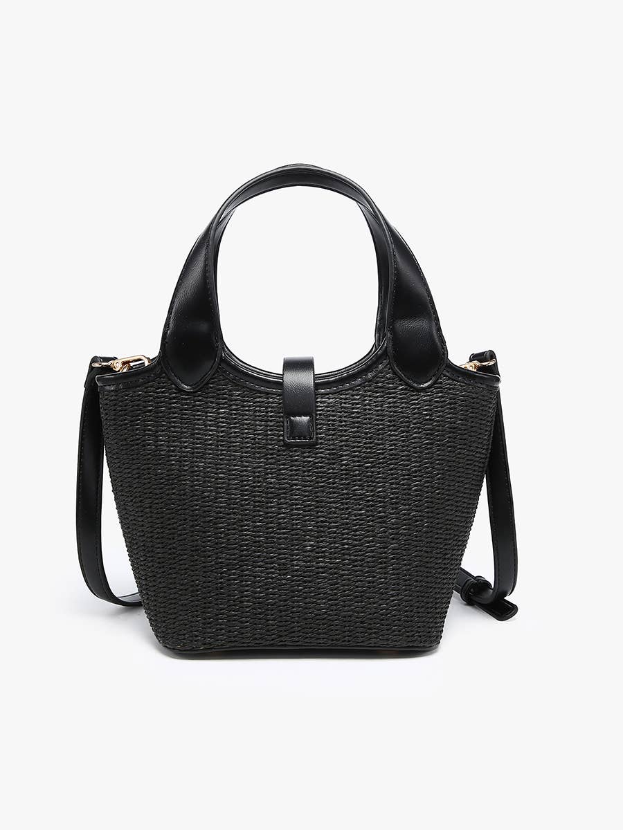 M2830 Serenity Straw Bucket Bag w/ Dual Handles & Strap Closure