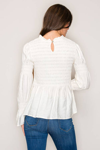 Lourdes Smocked Long Sleeve Blouse