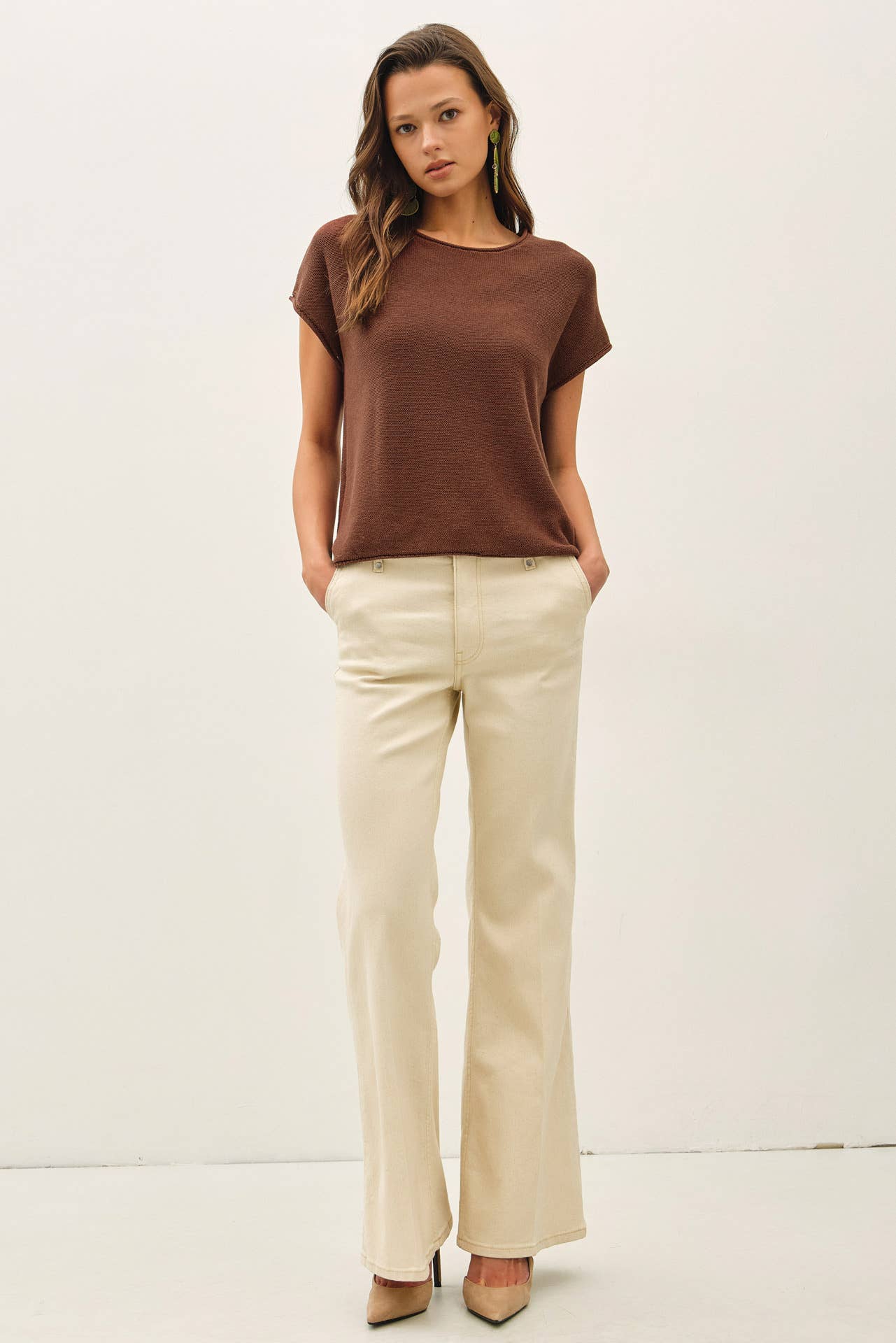 Boxy Short Sleeve Sweater Top