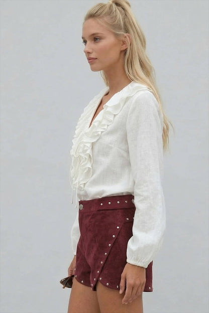 Studded Faux Suede Shorts