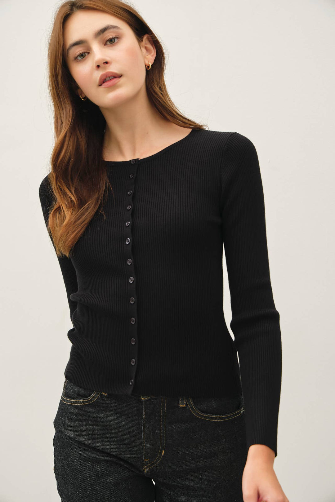 Ribbed Button Up Cardigan