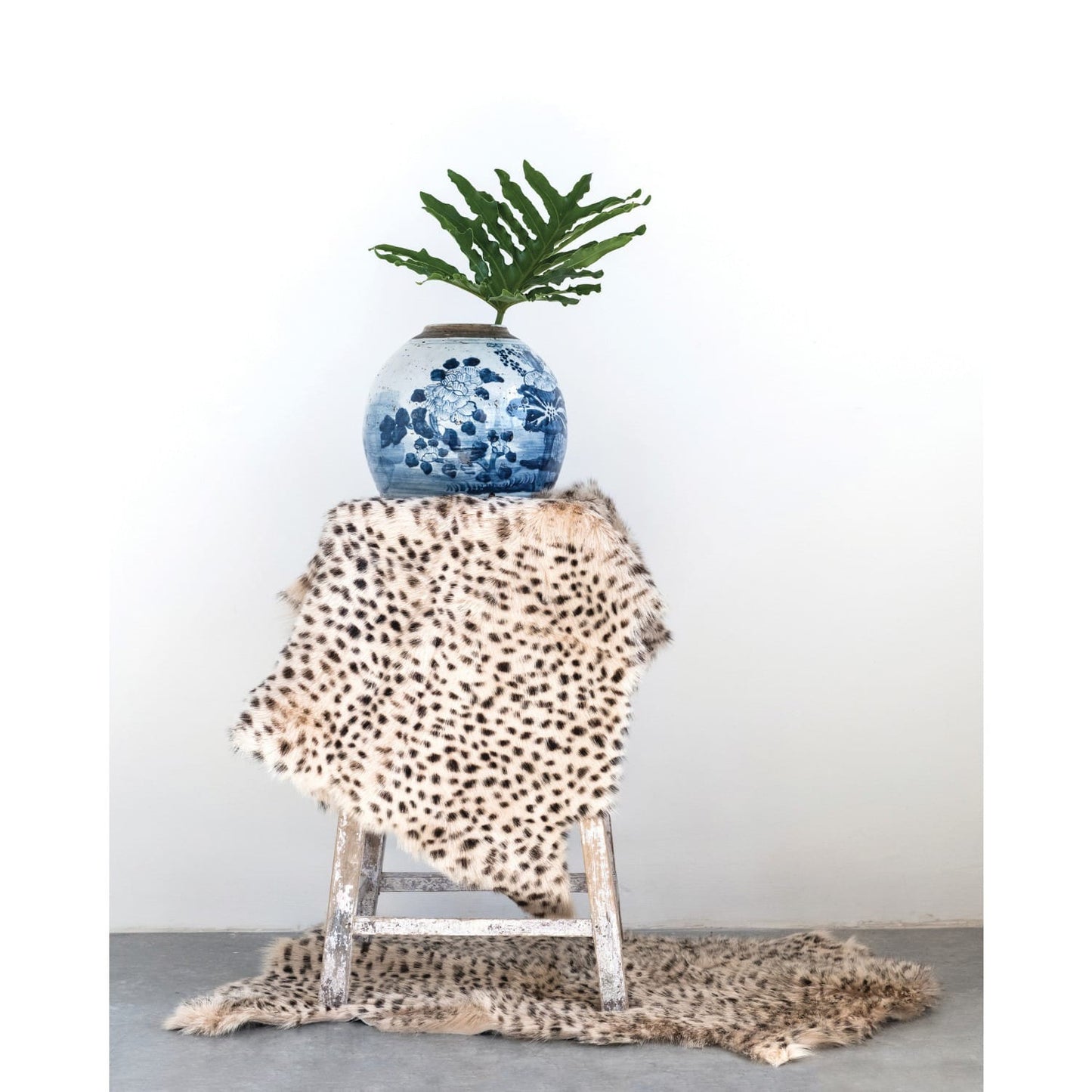 Fur Rug with Leopard Print