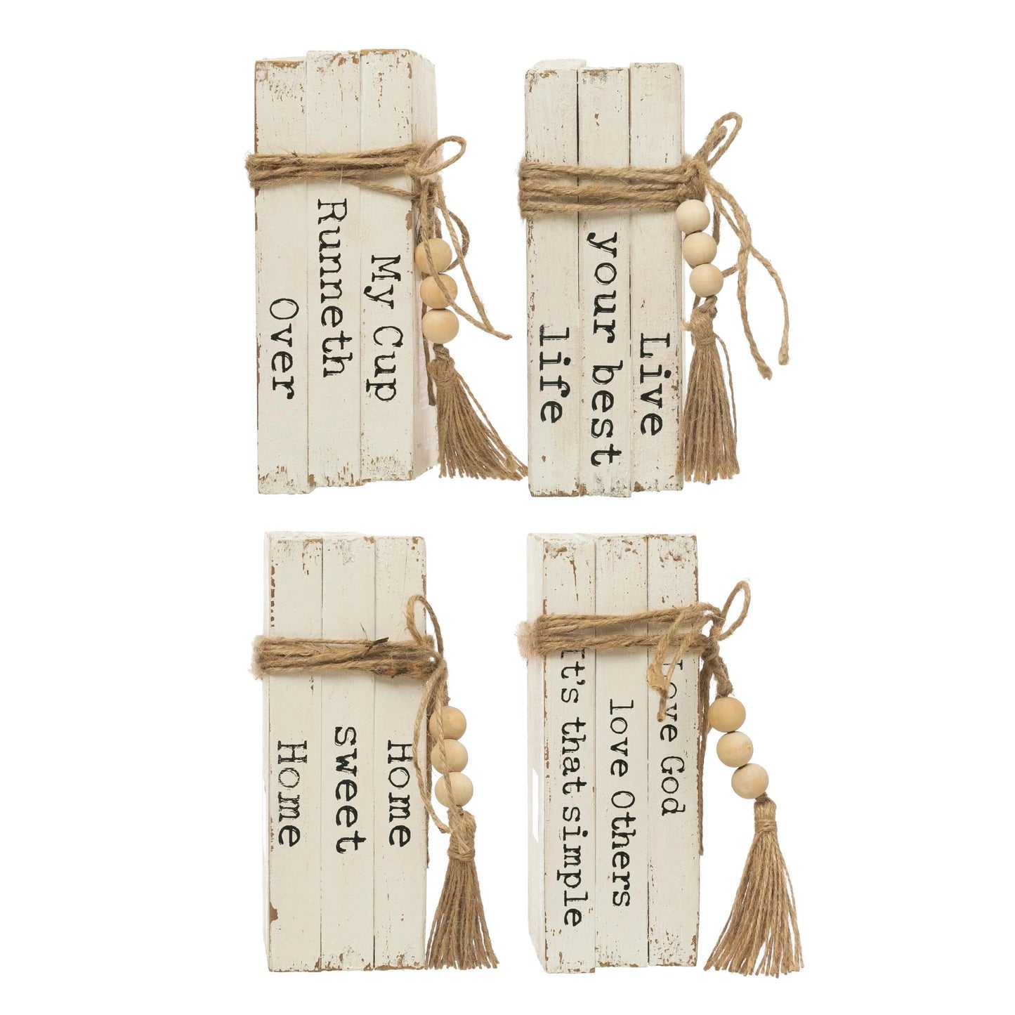 Wood Block Faux Books with Saying