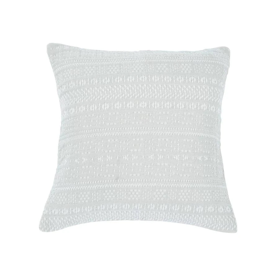 Woven Cotton Embroidered Pillow, Polyester Fill