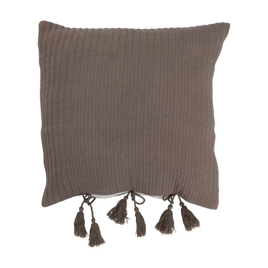 Woven Cotton Pillow with Tassel Ties