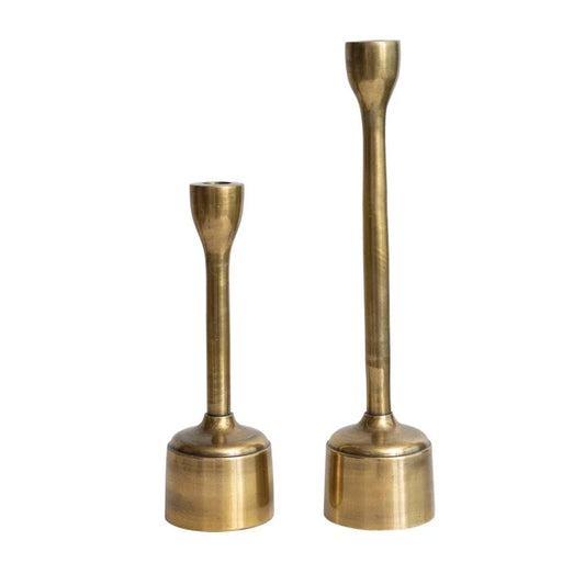 Cast Aluminum Taper Holders, Antique Brass Finish