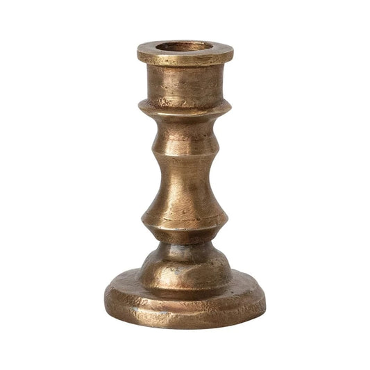 Cast Aluminum Taper Holder, Antique Brass Finish (Holds 1/2" Taper)