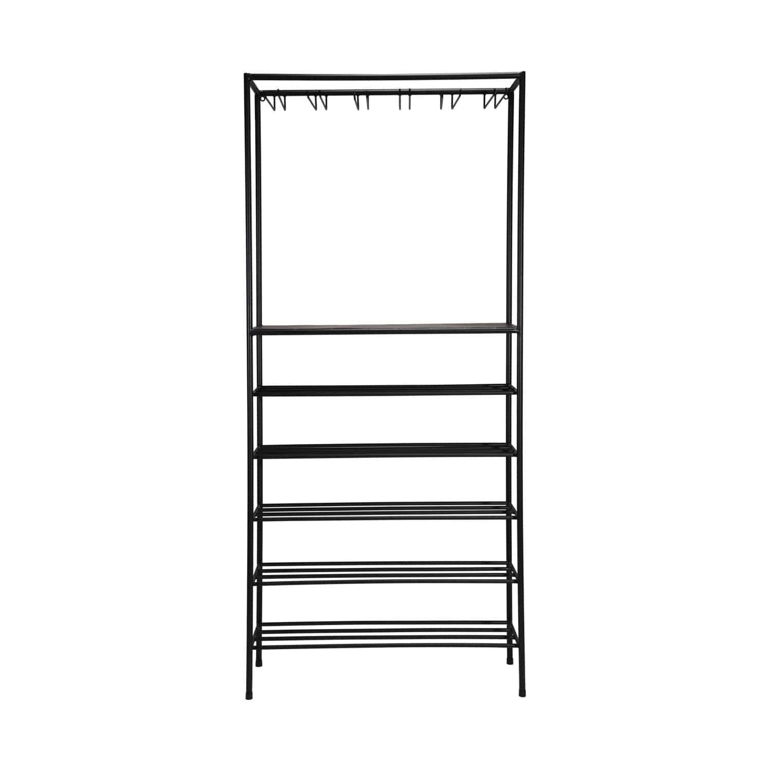 Mini Bar with Stemmed Glass Holders & 6 Shelves (Holds 12 Glasses)