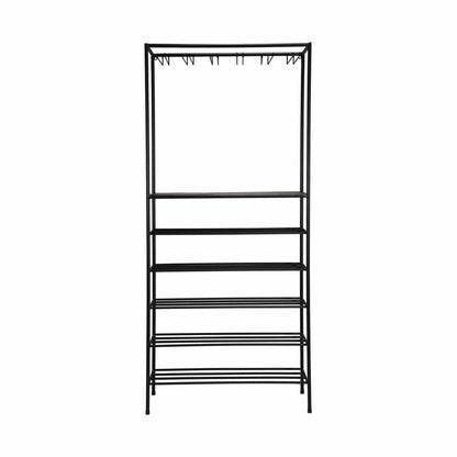 Mini Bar with Stemmed Glass Holders & 6 Shelves (Holds 12 Glasses)