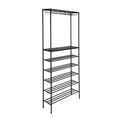 Mini Bar with Stemmed Glass Holders & 6 Shelves (Holds 12 Glasses)
