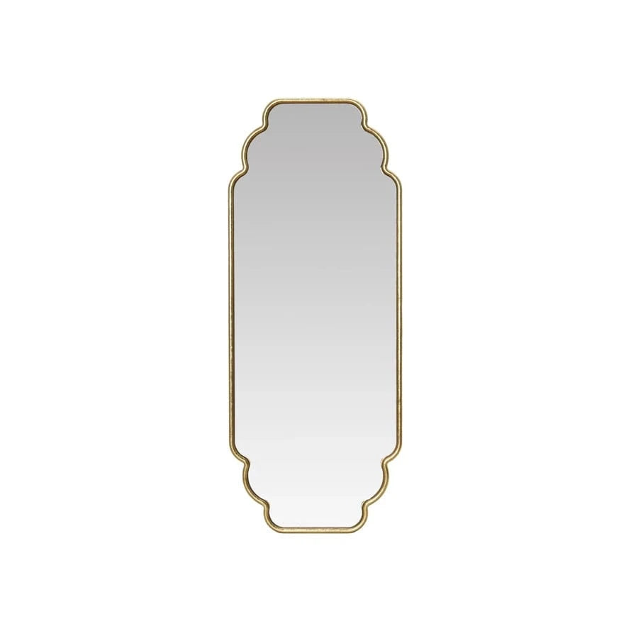 Metal Framed Scalloped Wall Mirror, Gold Finish