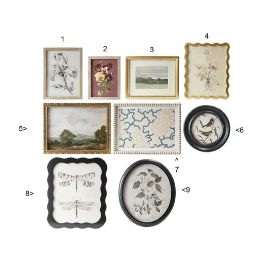 Wood Framed Glass Wall Décor w/ Landscapes, Botanicals & Insect Prints