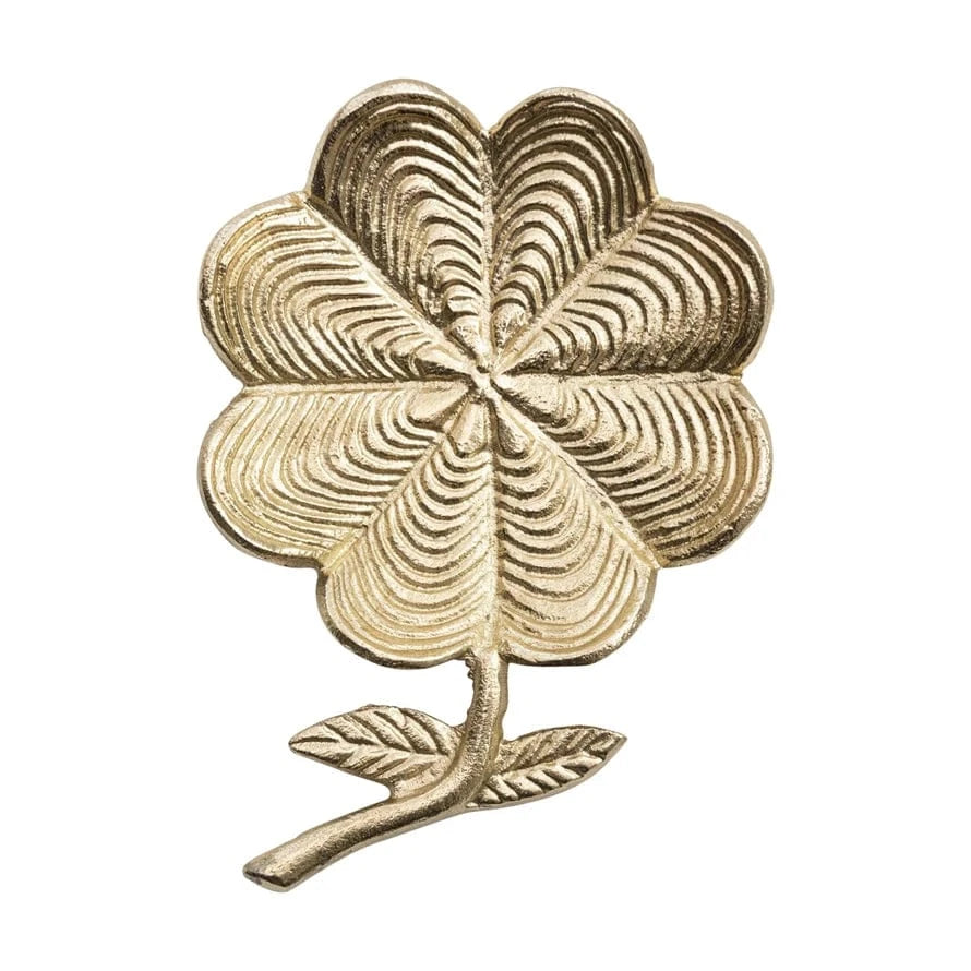 Cast Aluminum Flower Shaped Dish, Gold Finish