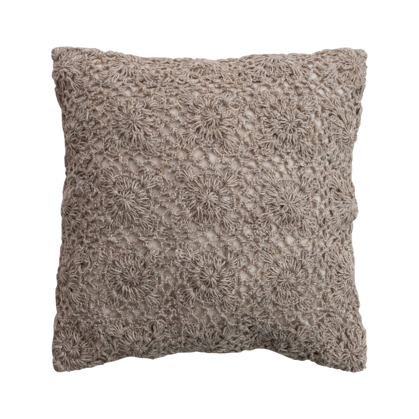 New Zealand Wool Crocheted Pillow w/ Cotton Back