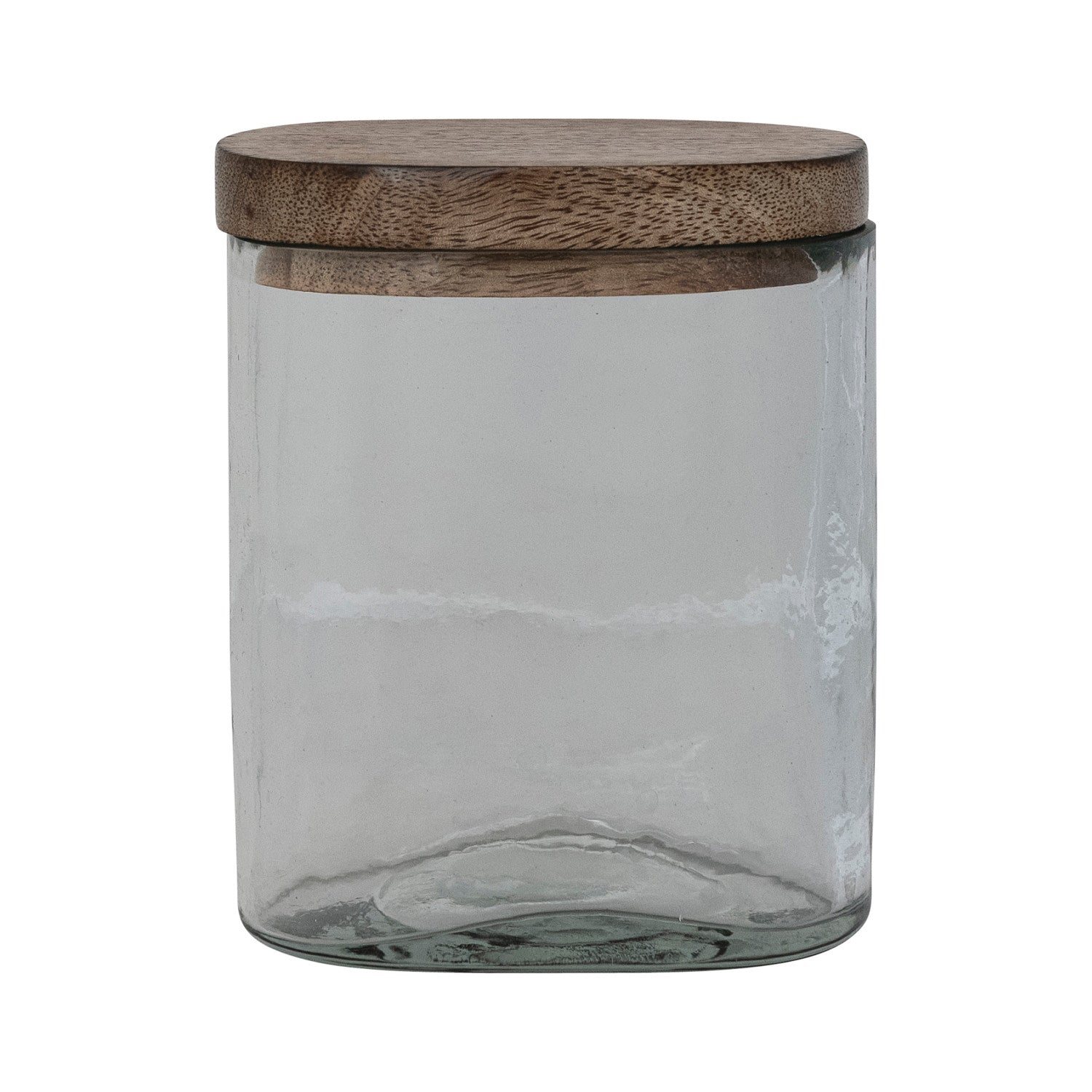 14 oz. Hand-Blown Glass Jar with Mango Wood Lid, Natural