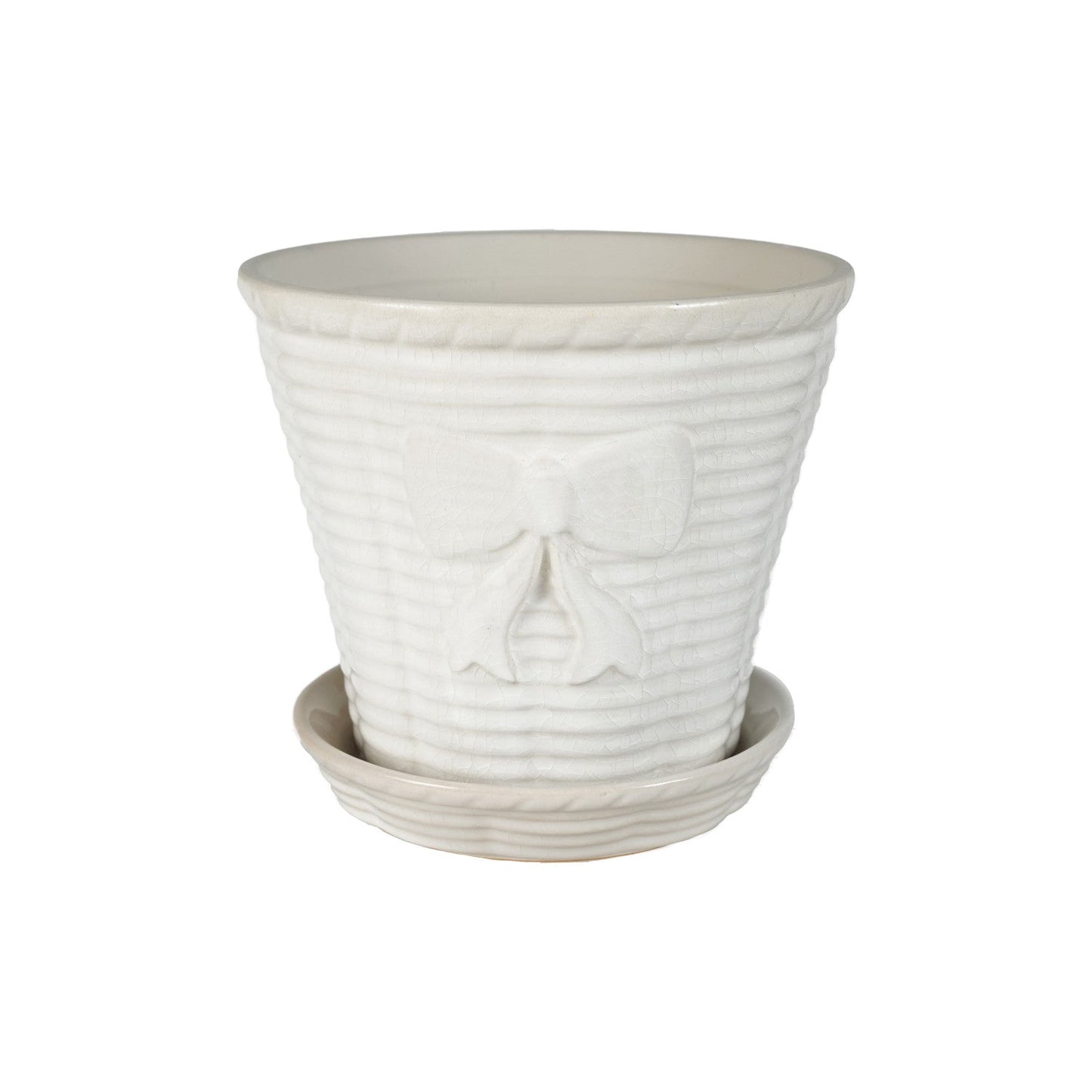 Vintage Reproduction Planter with Saucer, Set of 2 (Holds 5" Pot) (Each One Will Vary)