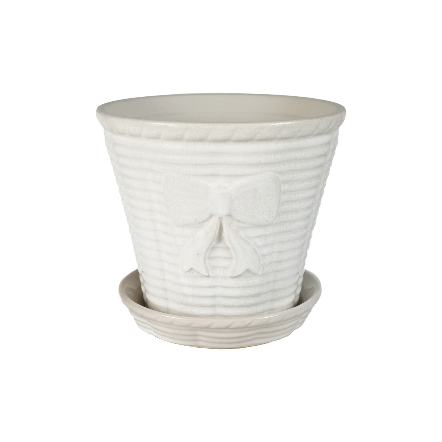 Vintage Reproduction Planter with Saucer, Set of 2 (Holds 5" Pot) (Each One Will Vary)