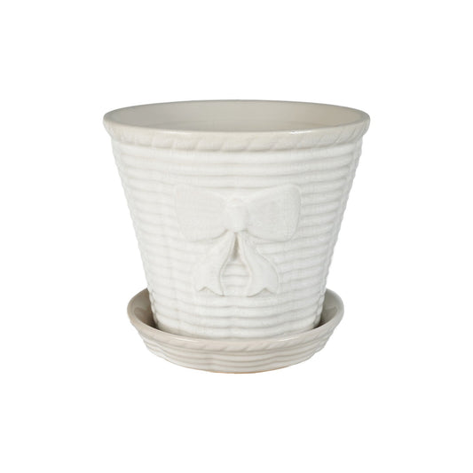 Vintage Reproduction Planter with Saucer, Set of 2 (Holds 5" Pot) (Each One Will Vary)