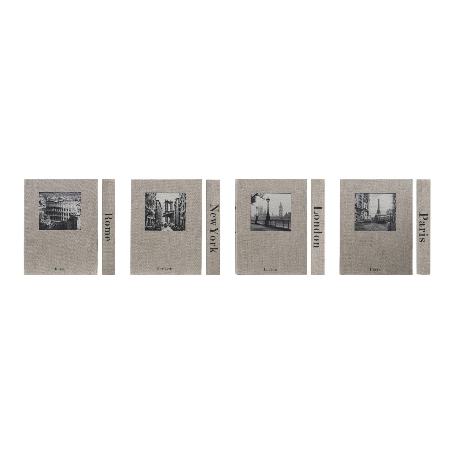 MDF & Linen Book Storage Box with City Name & Image, 4 Styles
