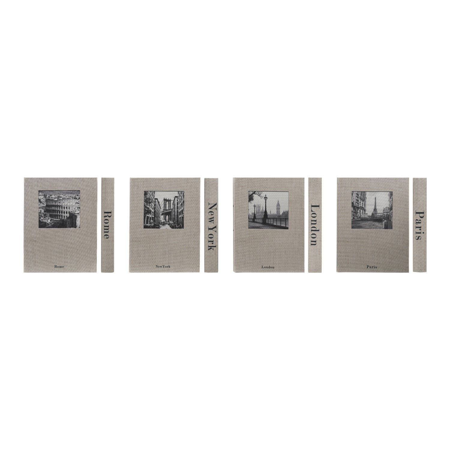 MDF & Linen Book Storage Box with City Name & Image, 4 Styles