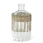 Large Glass Vase In Wicker Sleeve