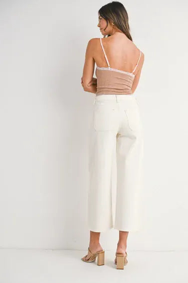 Off White - High Rise Cropped Wide Leg
