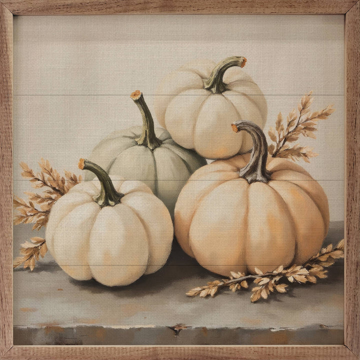 White Pumpkins Square Art Print