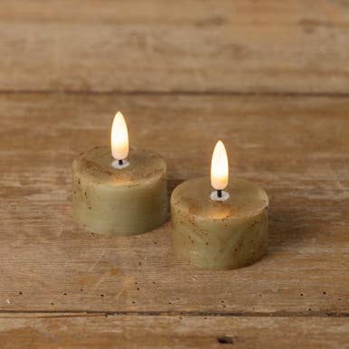 SET/ 2 - 3D FLAME GREEN TEALIGHT CANDLES