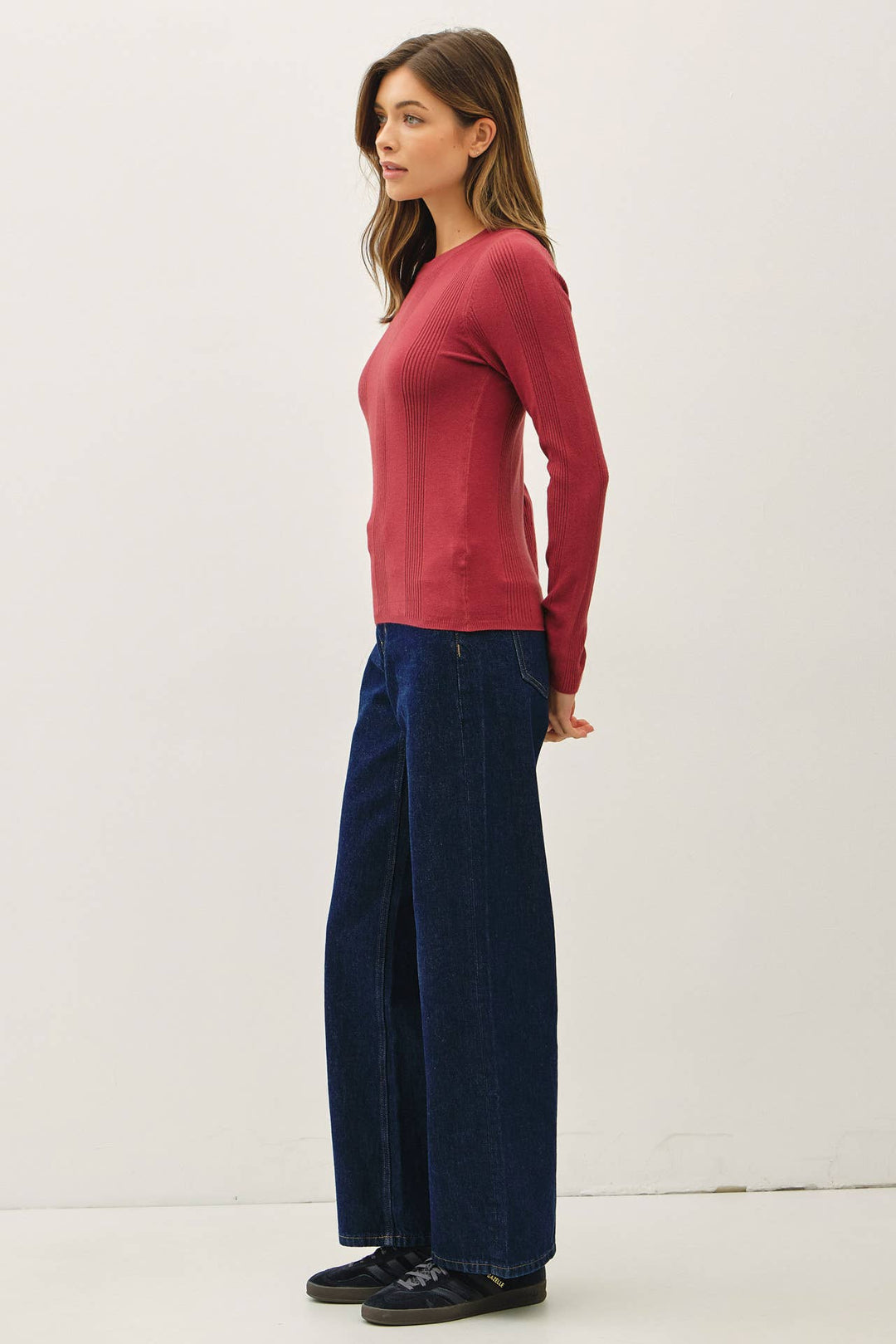 BASIC PATTERNED KNIT SWEATER