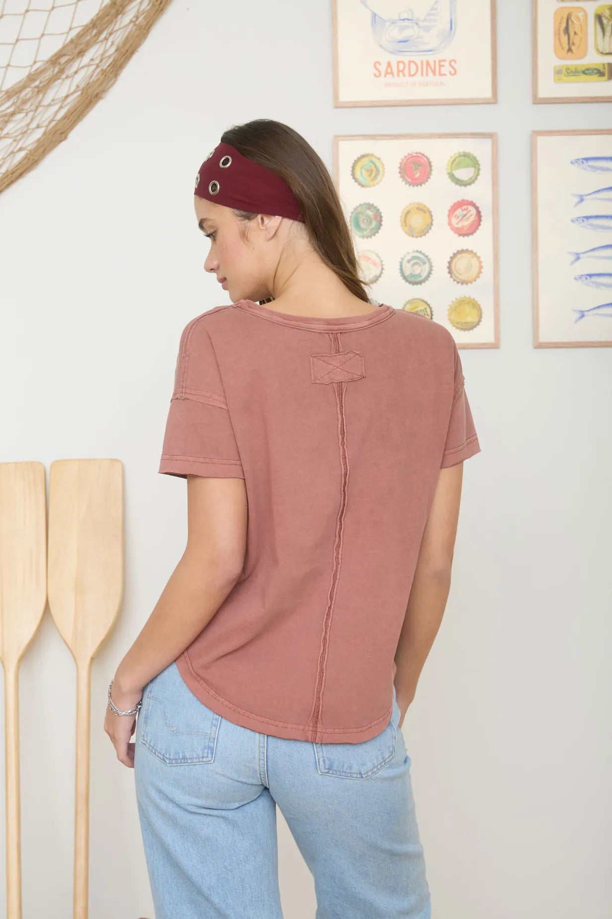 Short Sleeve Exposed Seam Top