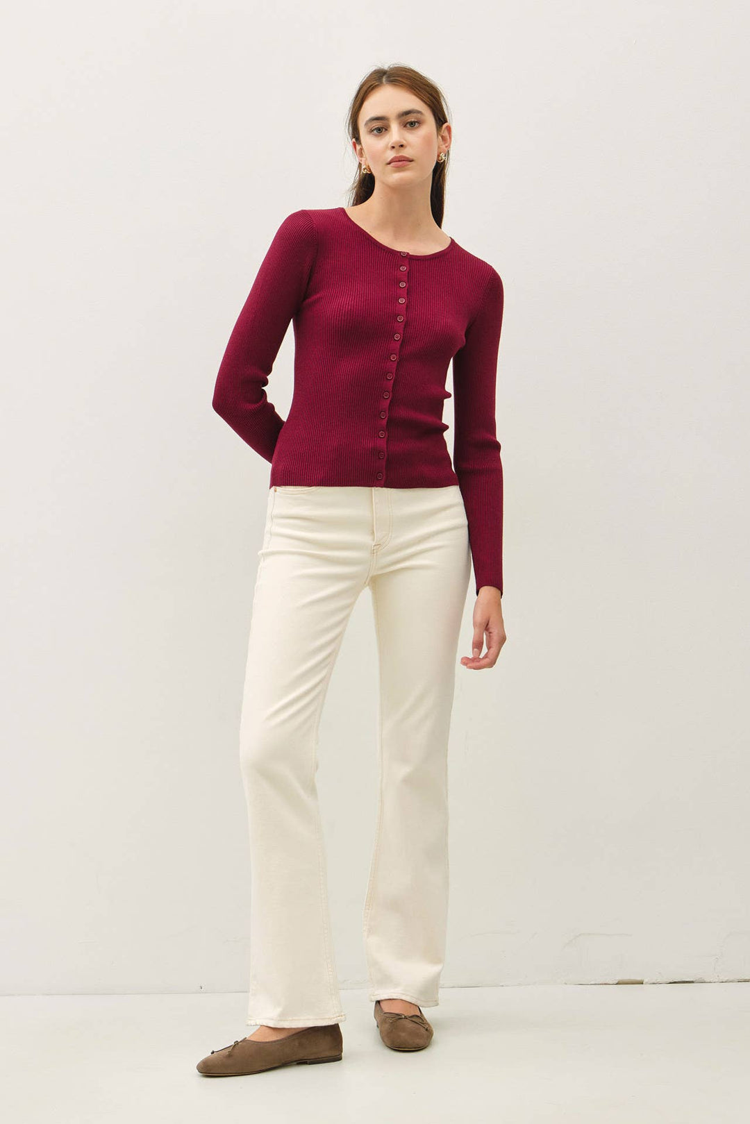 Ribbed Button Up Cardigan