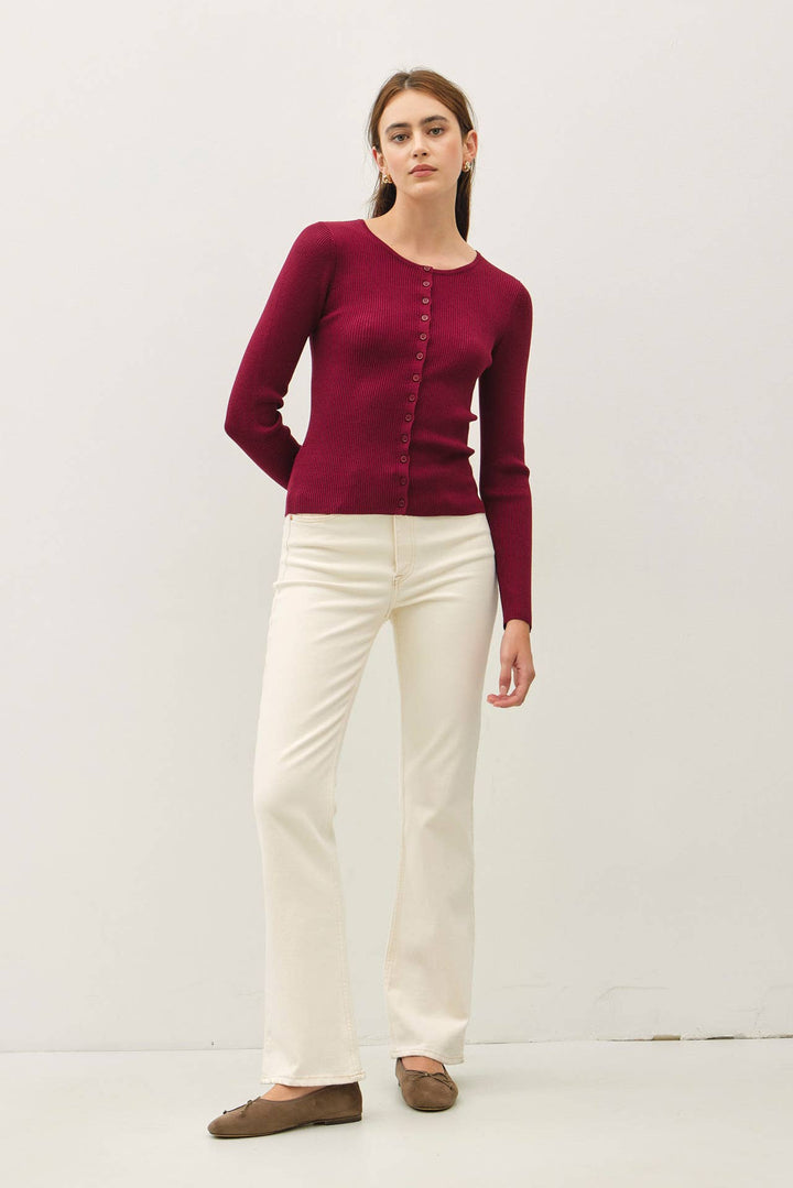Ribbed Button Up Cardigan