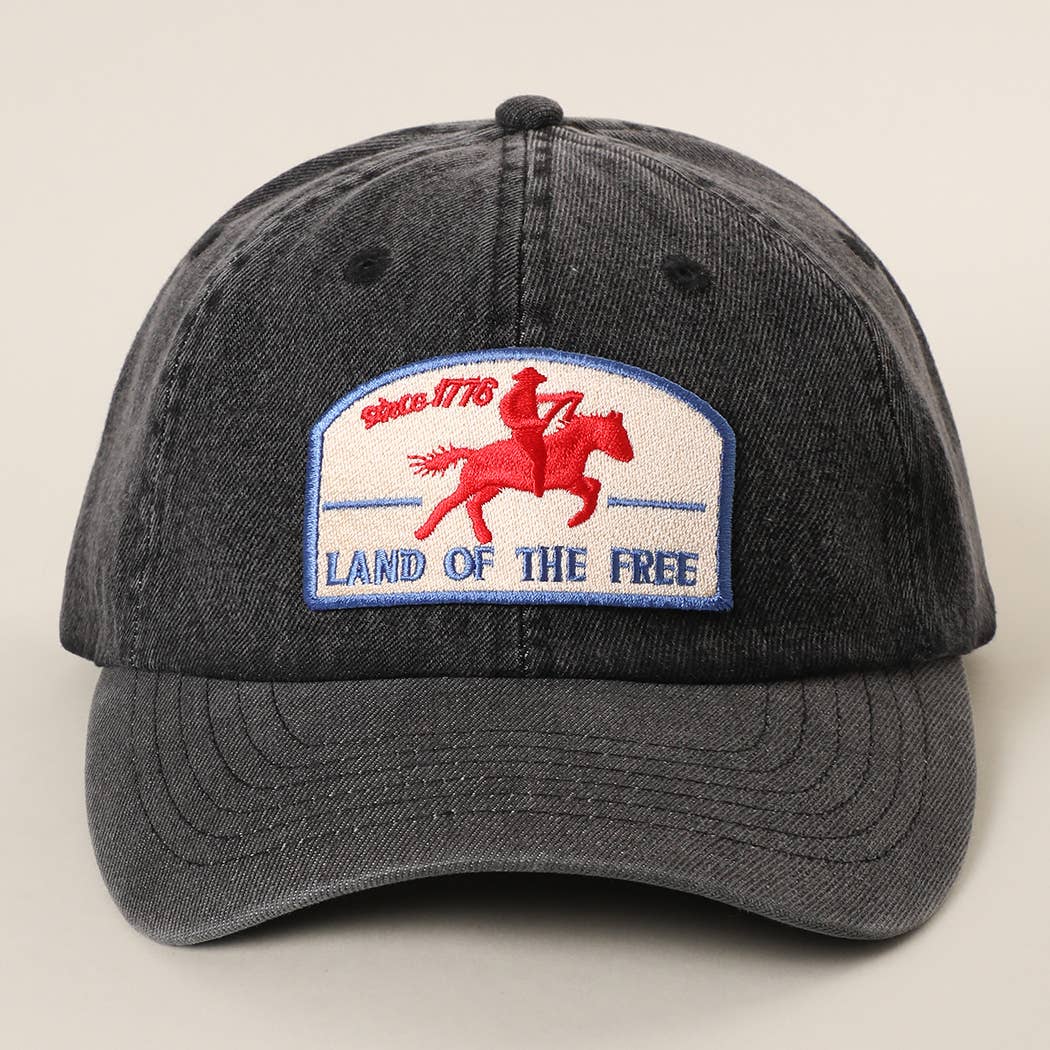 **Pre-Order**  Land Of The Free Embroidered Patch Denim Baseball Cap
