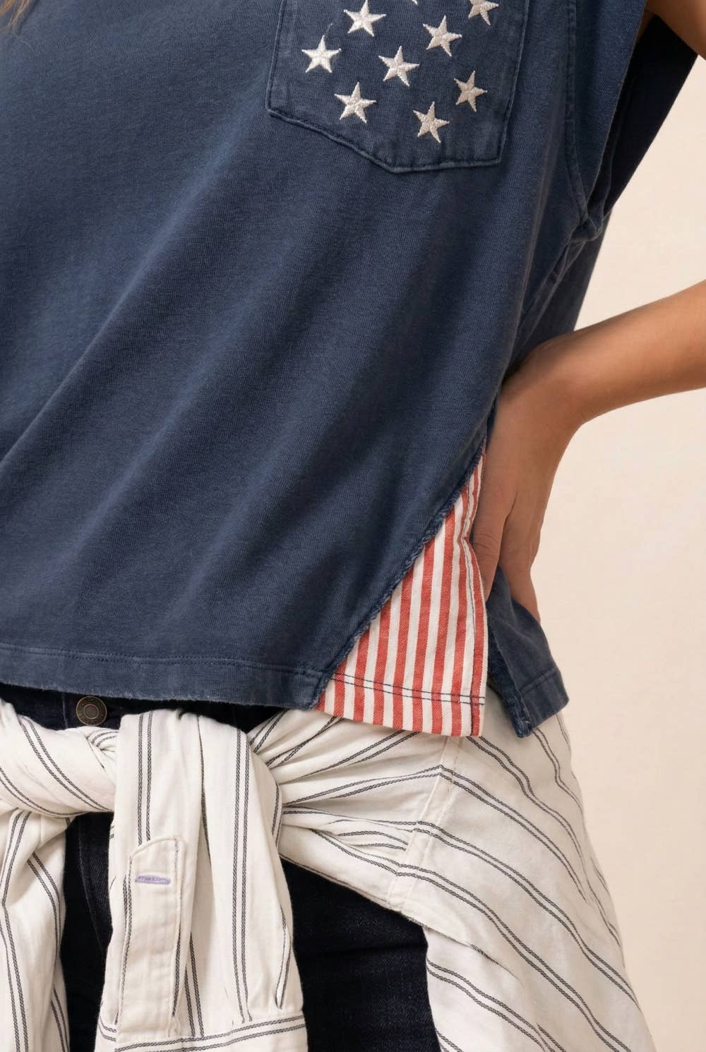 **Pre-Order**  250th USA star pocket stripe side tank