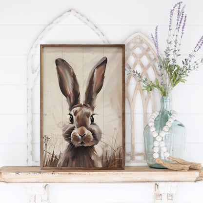 Peeking Brown Rabbit Art Print