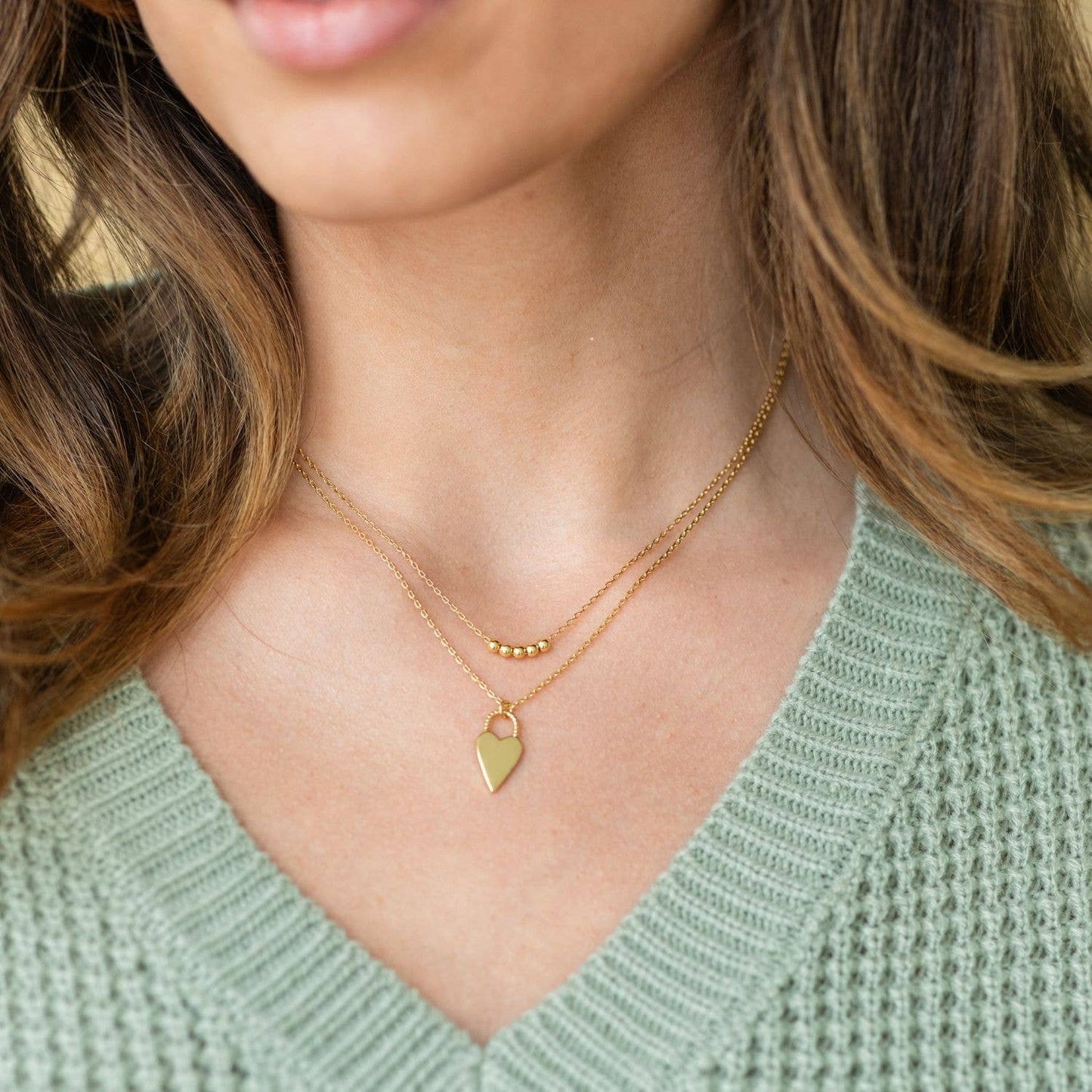 Simple Layered Heart Necklace