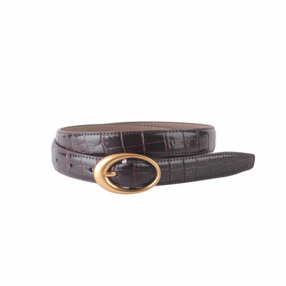 Croco Belt with Oval Buckle