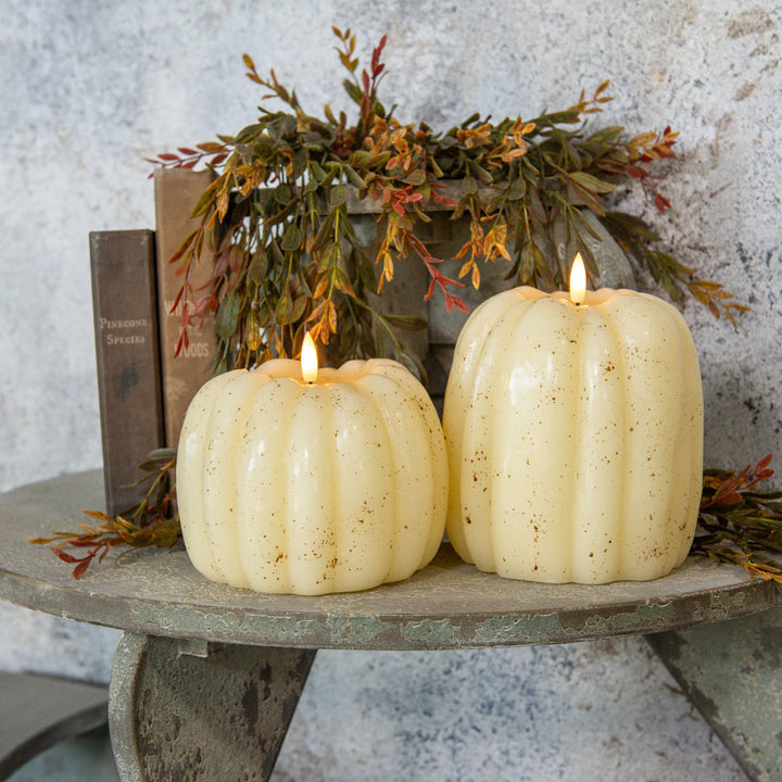 6.5" CREAM 3D FLAME PUMPKIN CANDLE