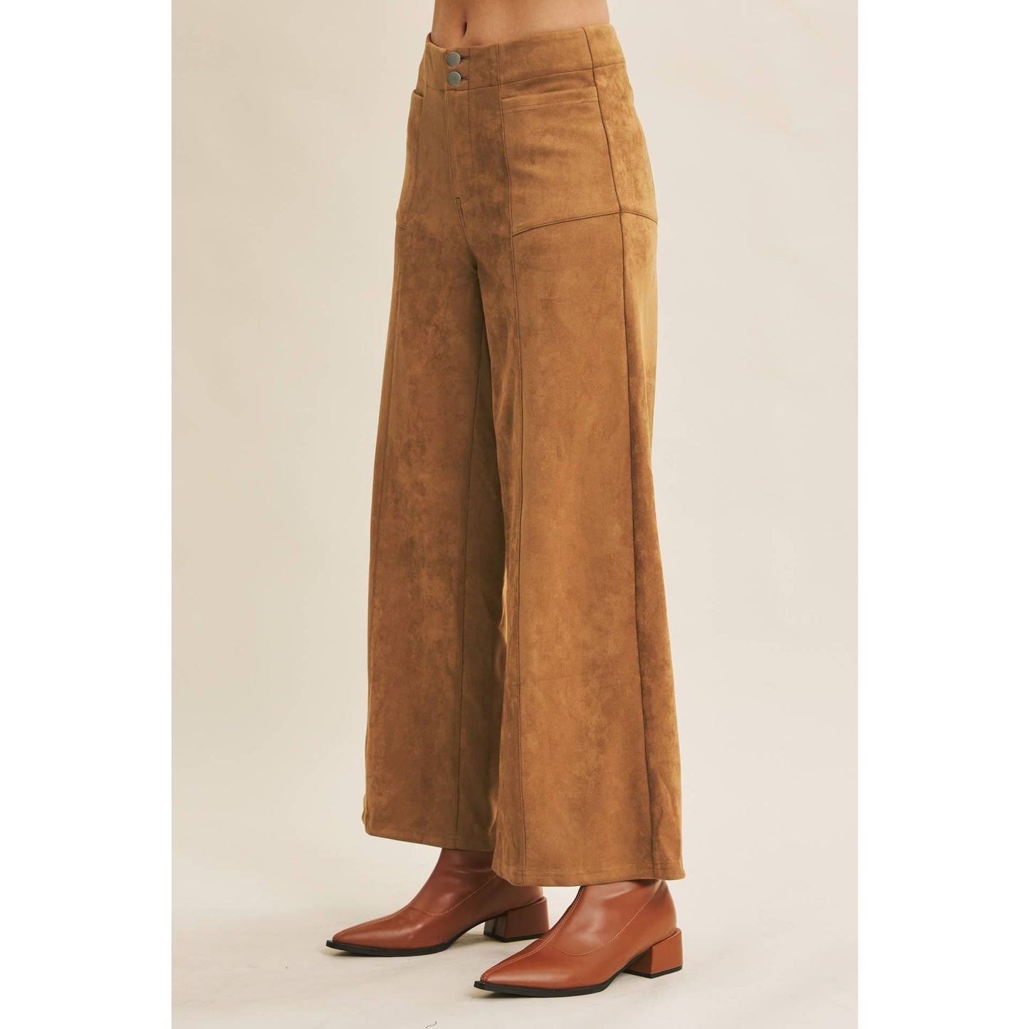 Buttery Suede Stretchy Wide-Leg Pants