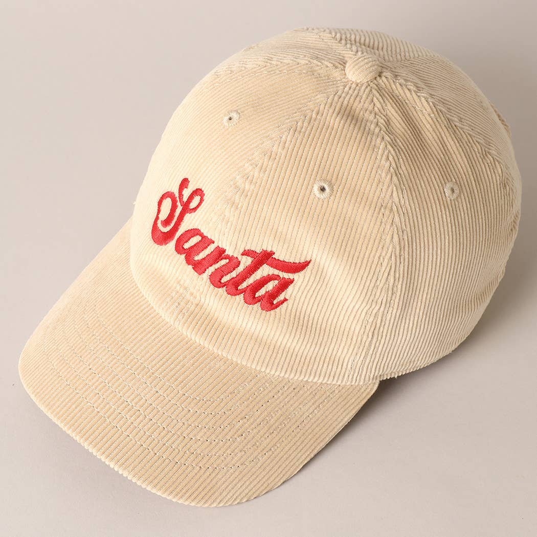 Santa Embroidery Corduroy Baseball Cap